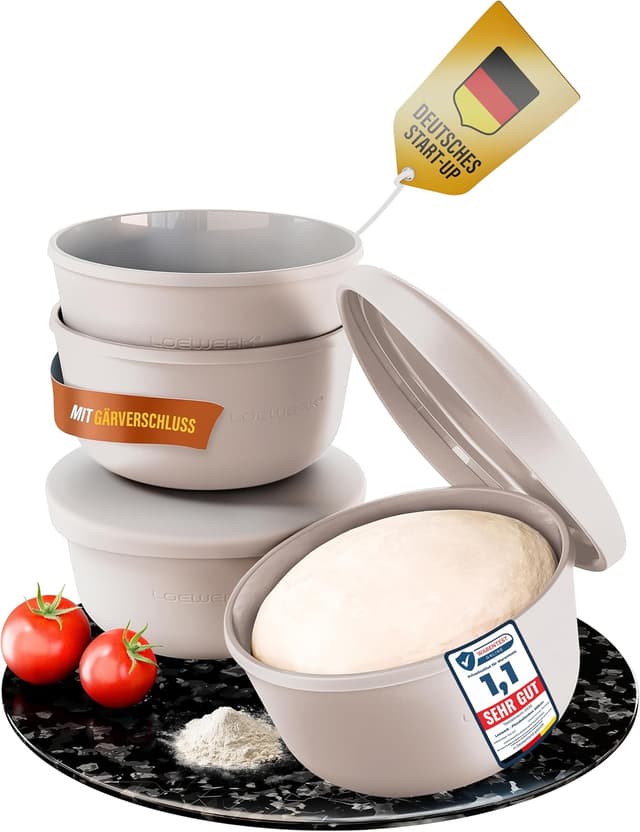 Pizzaballenbox mit Deckel 4er Set atmungsaktive Teigbox