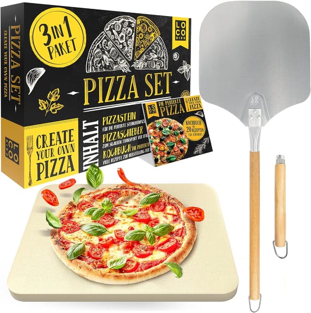 Loco Bird Pizzastein für Backofen & Gasgrill inkl. Pizzaschieber